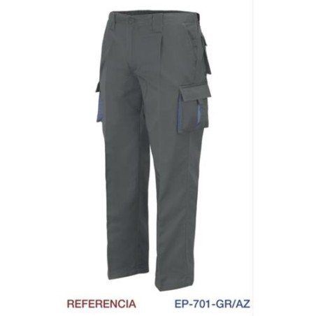 PANTALON MULTIBOLSILLOS C/REFUERZO GRIS L9000 T-38