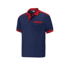 POLO CARGO CON BOLSILLO MANGA CORTA AZUL/ROJO S