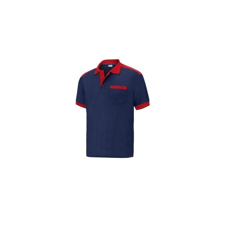 POLO CARGO CON BOLSILLO MANGA CORTA AZUL/ROJO M