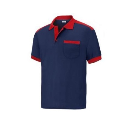 POLO CARGO CON BOLSILLO MANGA CORTA AZUL/ROJO L