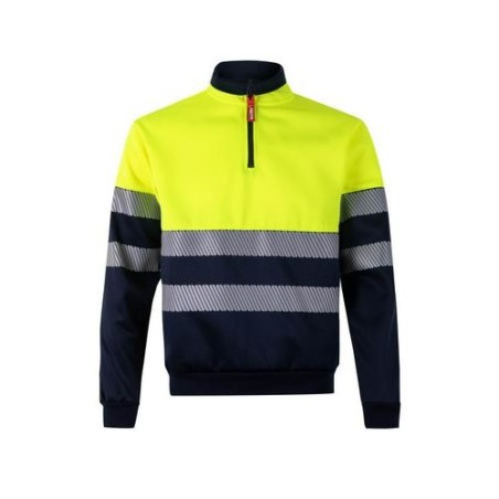 SUDADERA CREMALLERA ALTA VISIBIL AZUL/AMAR T.L