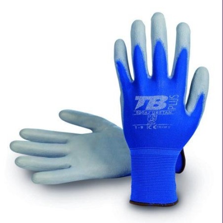 GUANTE NYLON AZUL POLIURETANO GRIS 500AZ URETAN-8