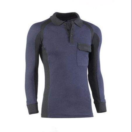 POLO PIQUE MANGA LARGA FLEX MARINO/NEGRO 681/M