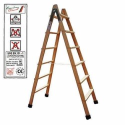 ESCALERA MADERA DOBLE 8-PELDAÑOS CON TACO D8T