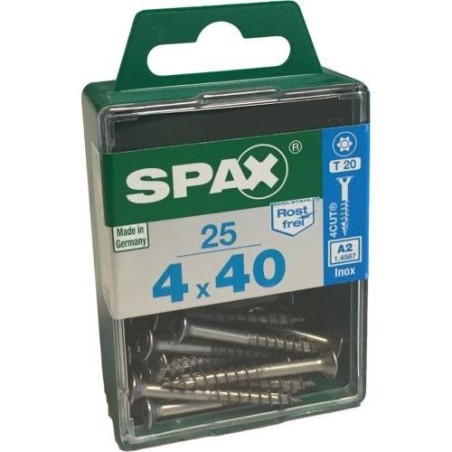 TORNILLO SPAX C/PL TORX INOX. 4.0X40 C/25 UDS