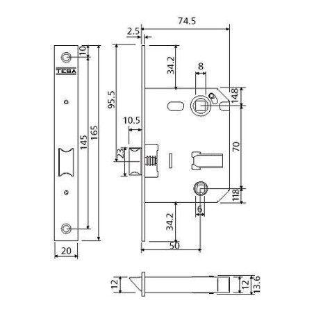 PICAPORTE UNIFICADO 134U/50 ACERO ESMALTADO