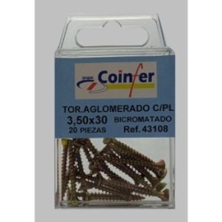 TORNILLO AGLOMERADO C/PL. PZ. 3,5X30 BICRO. BL.