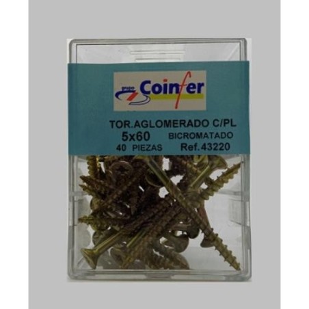 TORNILLO AGLOMERADO C/PL. 5X60 BICROMATADO CAJA