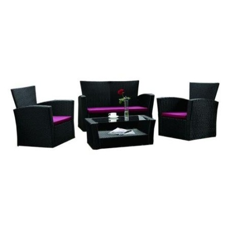 SET MALLORCA(1 SOFA 2 SILLAS 1 MESA CENTRO) NEGRO