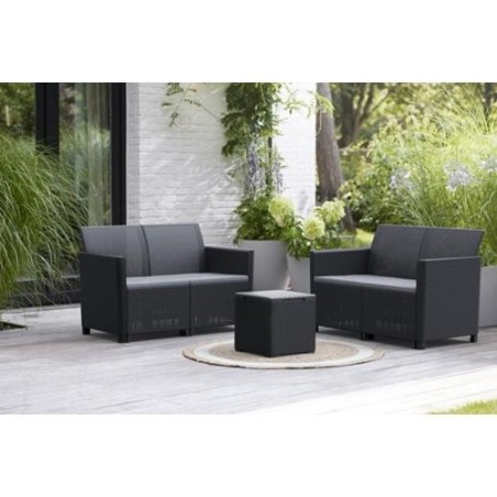 SET MARIE LOUNGE NEGRO SILLON, SOFA + MESA 259829