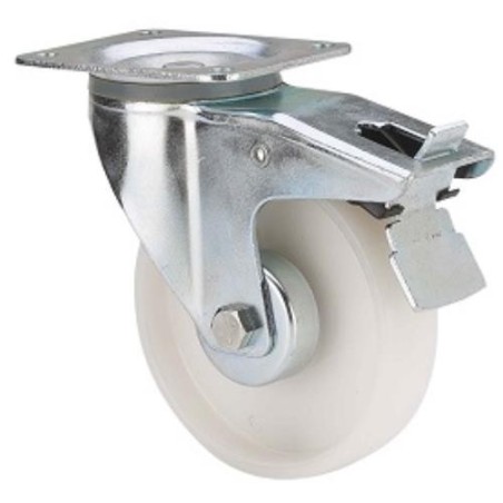 RUEDA GIRATORIA FRENO POLIAMIX BLANCO 80MM