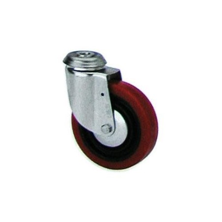 RUEDA POLIURETANO ROJA GIRATORIA 80 MM. 2-2467
