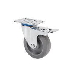 RUEDA GIRATORIA FRENO 80 GOMA GRIS ELASTICA 120KG.