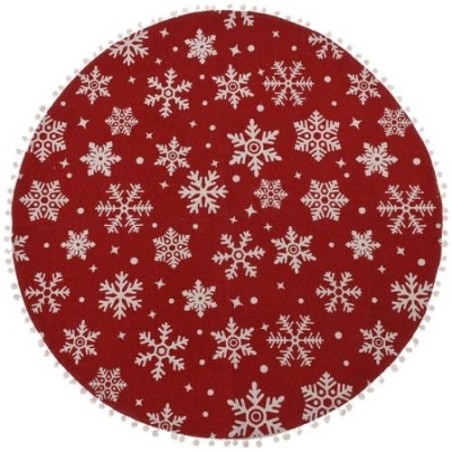 ALFOMBRA REDONDA ROJA CON MOTIVO NAVIDEÑOS