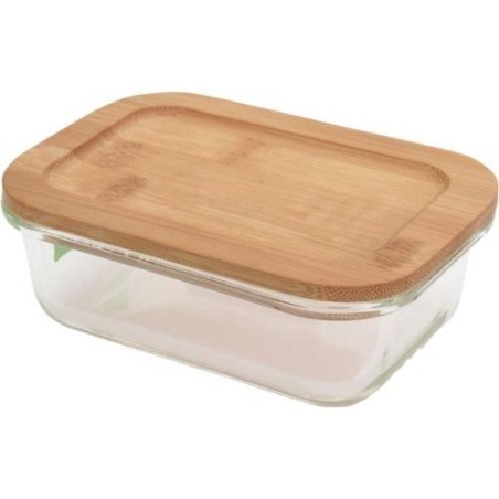 CONTENEDOR ALIMENTOS CRISTAL C/TAPA BAMBU 640ML.
