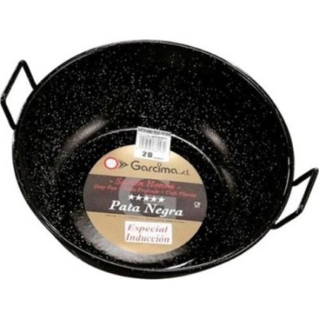 SARTEN HONDA CON ASAS ESMALTADA PATA NEGRA 40CM.