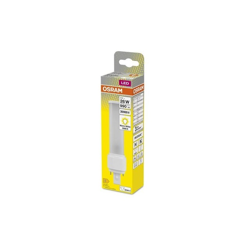 LAMPARA LED DULUX D26 EM 9W 830 G24D-3 CALIDA