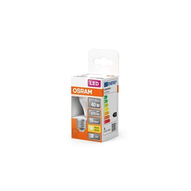 BOMBILLA LED ESFERICA 4.9W/827 E27 CALIDA