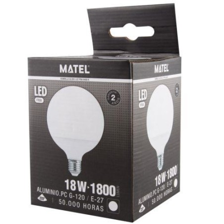 BOMBILLA LED GLOBO G120 E27 18 WATIOS FRIA 21945