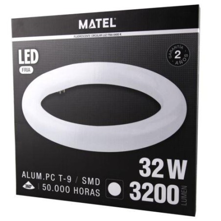TUBO FLUORESCENTE LED T9 CIRCULAR 40CM 32W FRIA