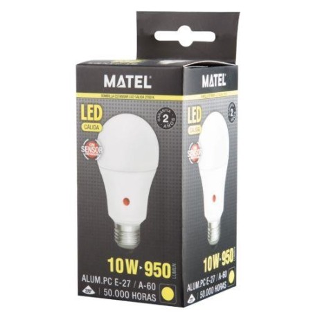 BOMBILLA LED ESTANDAR SENSOR MOVIMIENTO 10W CALIDA