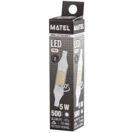 BOMBILLA LED LINEAL 78MM R7S 5 WATIOS 360   FRIA