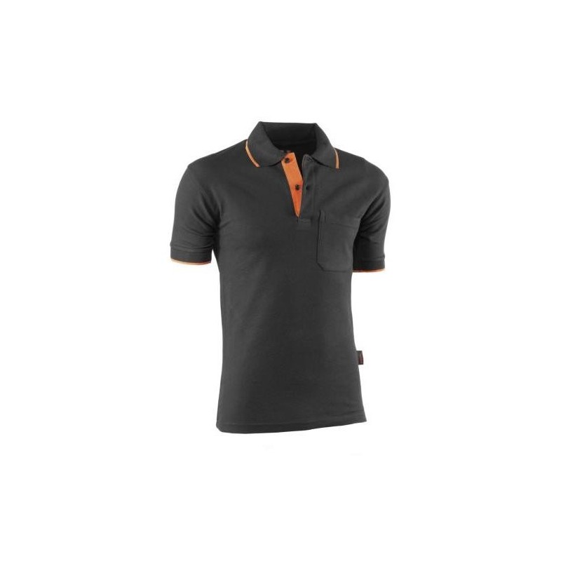POLO TOP RANGE MANGA CORTA NEGRO/NARANJA 647 3XL