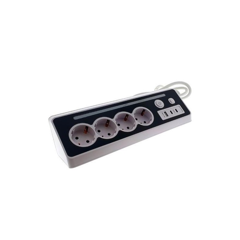 BASE 4 TOMAS CON LUZ Y 1 USB + 2 TIPO C 3680W