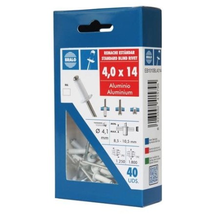 REMACHE ALUMINIO 4,0X10 ECOBLISTER BLANCO (C-50)