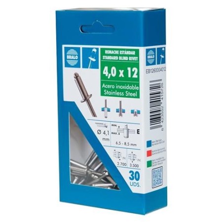 REMACHE INOX/INOX 4,8X12MM. ECOBLISTER (C-25)