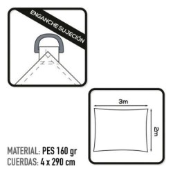 TOLDO SOMBREO RECTANGULAR POLIESTER 200X300M CREMA
