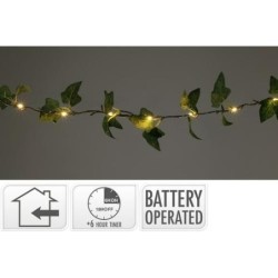 GUIRNALDA ENREDADERA LED HOJAS VERDE 290CM