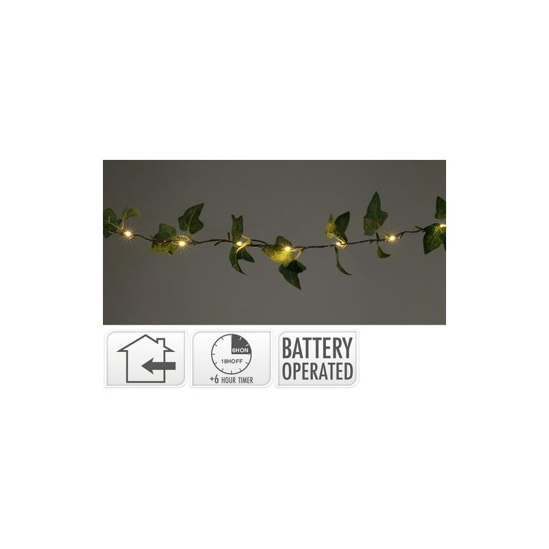 GUIRNALDA ENREDADERA LED HOJAS VERDE 290CM