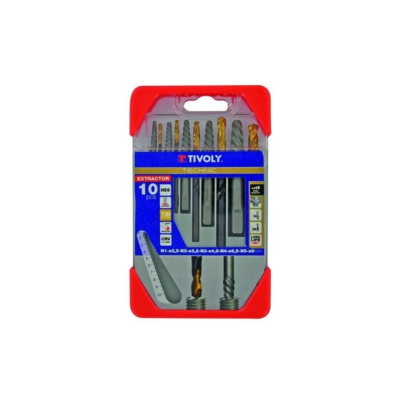 EXTRACTOR TORNILLOS ROTOS+BROCAS TECHNIC