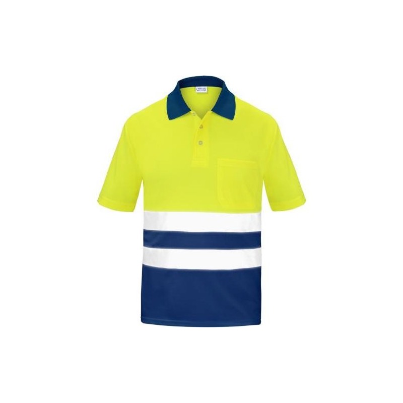 POLO ALTA VISIBILIDAD BICOLOR MANGA CORTA AZUL L