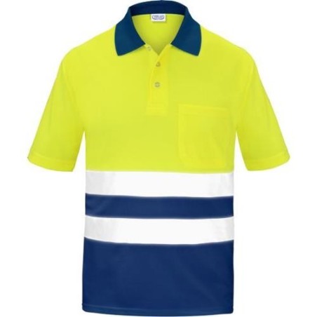 POLO ALTA VISIBILIDAD BICOLOR MANGA CORTA AZUL L