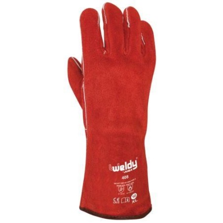 GUANTE SOLDADOR ROJO TALLA UNICA H408 PAR