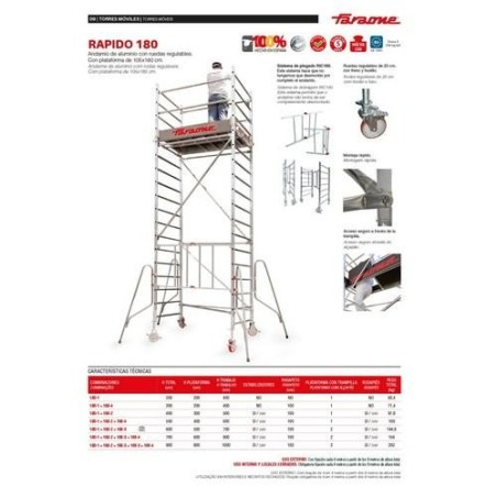 ANDAMIO ALUMINIO C/RUEDAS 105X180CM PACK 3 RS180