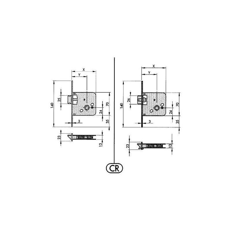 CERRADURA EMBUTIR 650-90 HL
